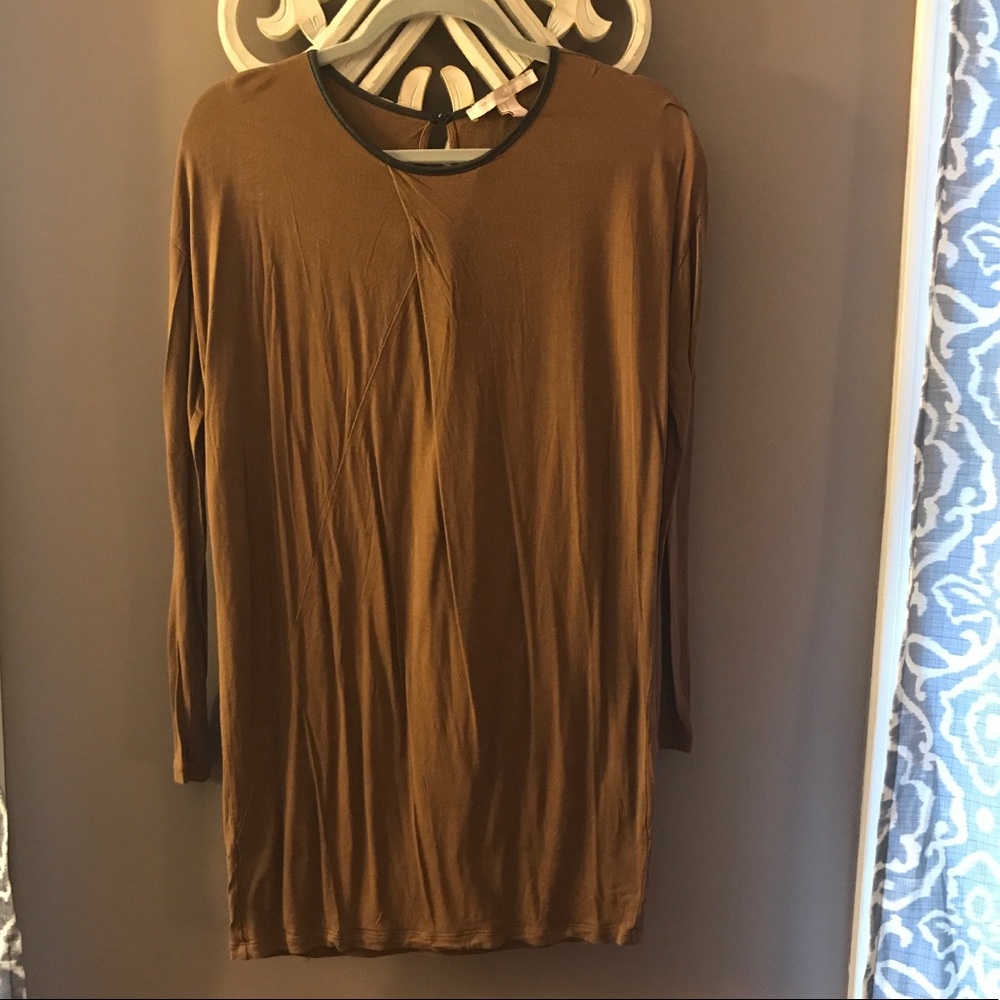 Faux Leather-trimmed Tunic
